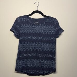 Sonoma Navy and Light Blue Patterned Short Sleeve Tee